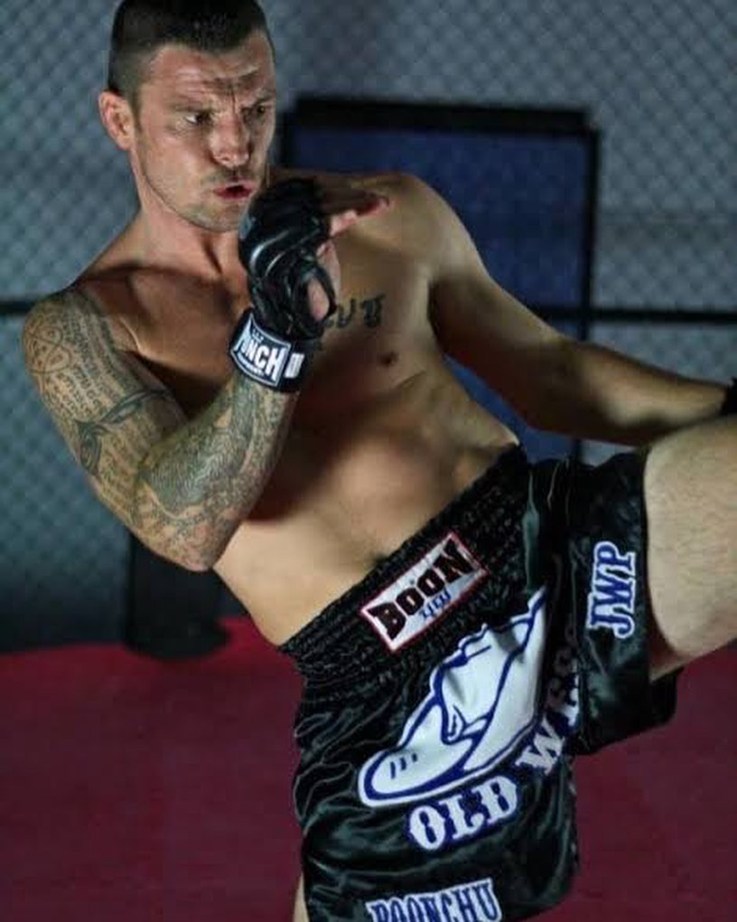 John Wayne Parr wearing boon sport muay thai shorts