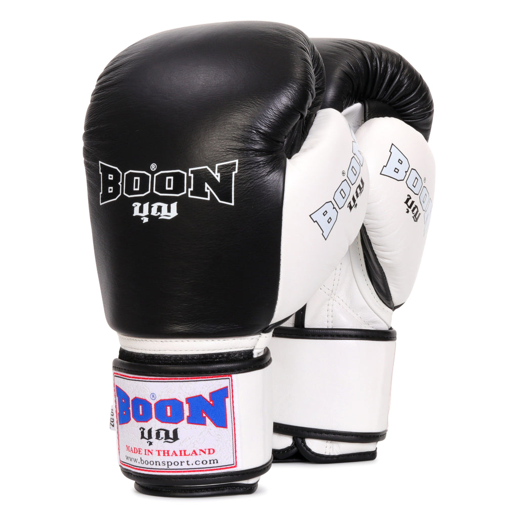 thai bo handschuhe BGCBK Compact Velcro Glove Black & White – BOON Sport