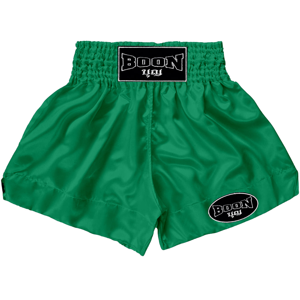 MT01G Muay Thai Shorts GREEN PLAIN