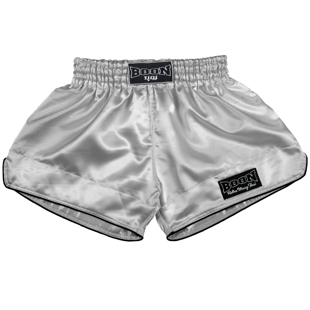 RSSV Retro Muay Thai Shorts SILVER - BOON Sport