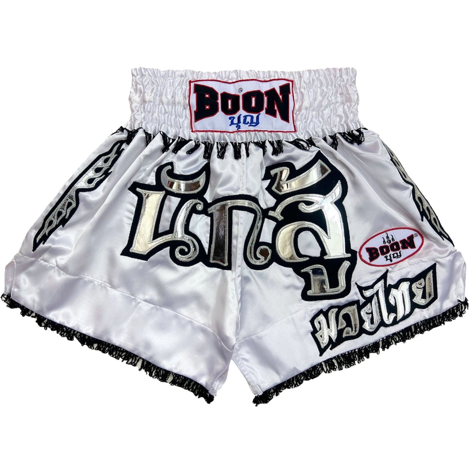 MT04 Muay Thai Shorts WHITE WARRIOR – BOON Sport