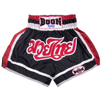 MN11 Muay Thai Shorts RED, WHITE & BLACK (nylon)