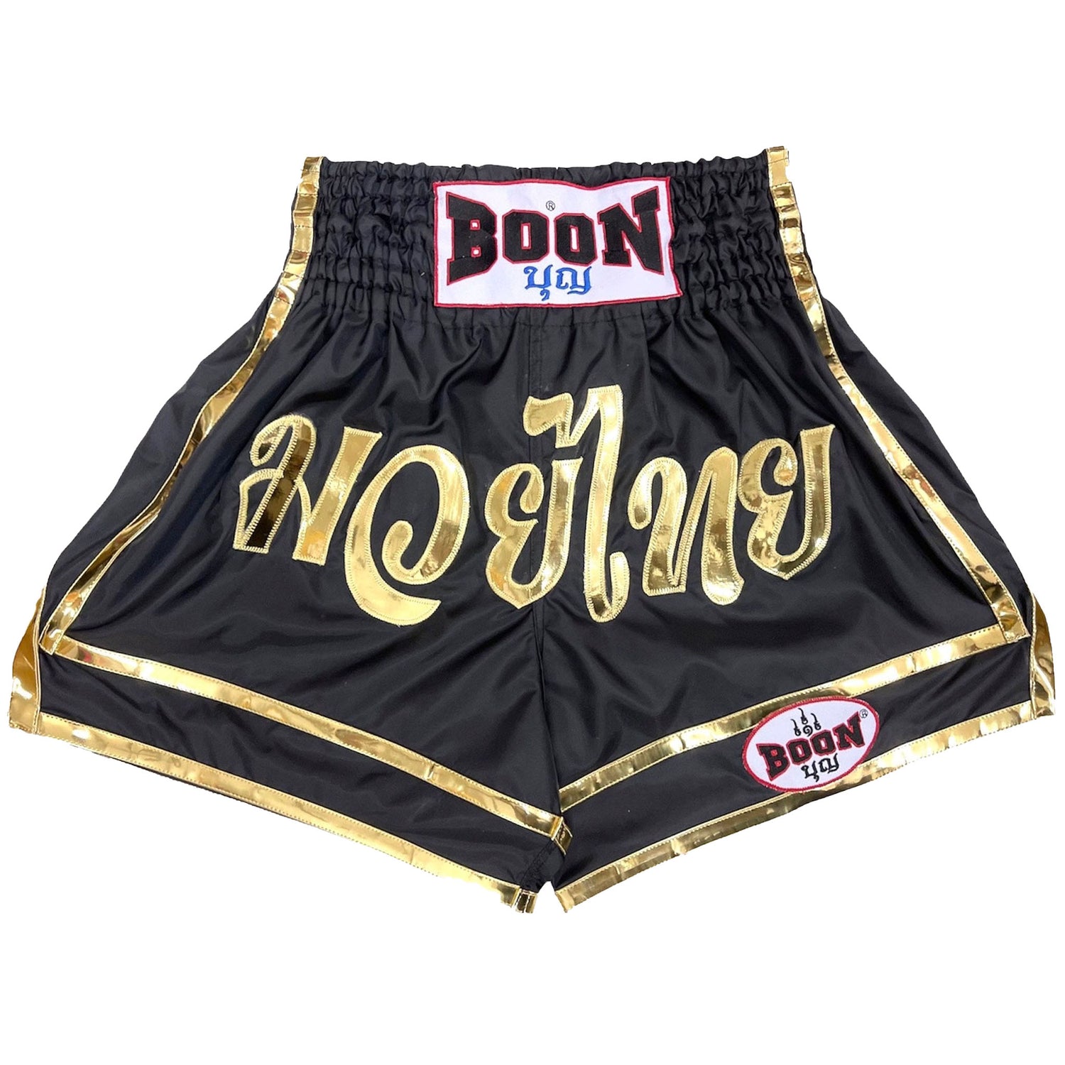 MN26 Muay Thai Shorts BLACK & GOLD (nylon)