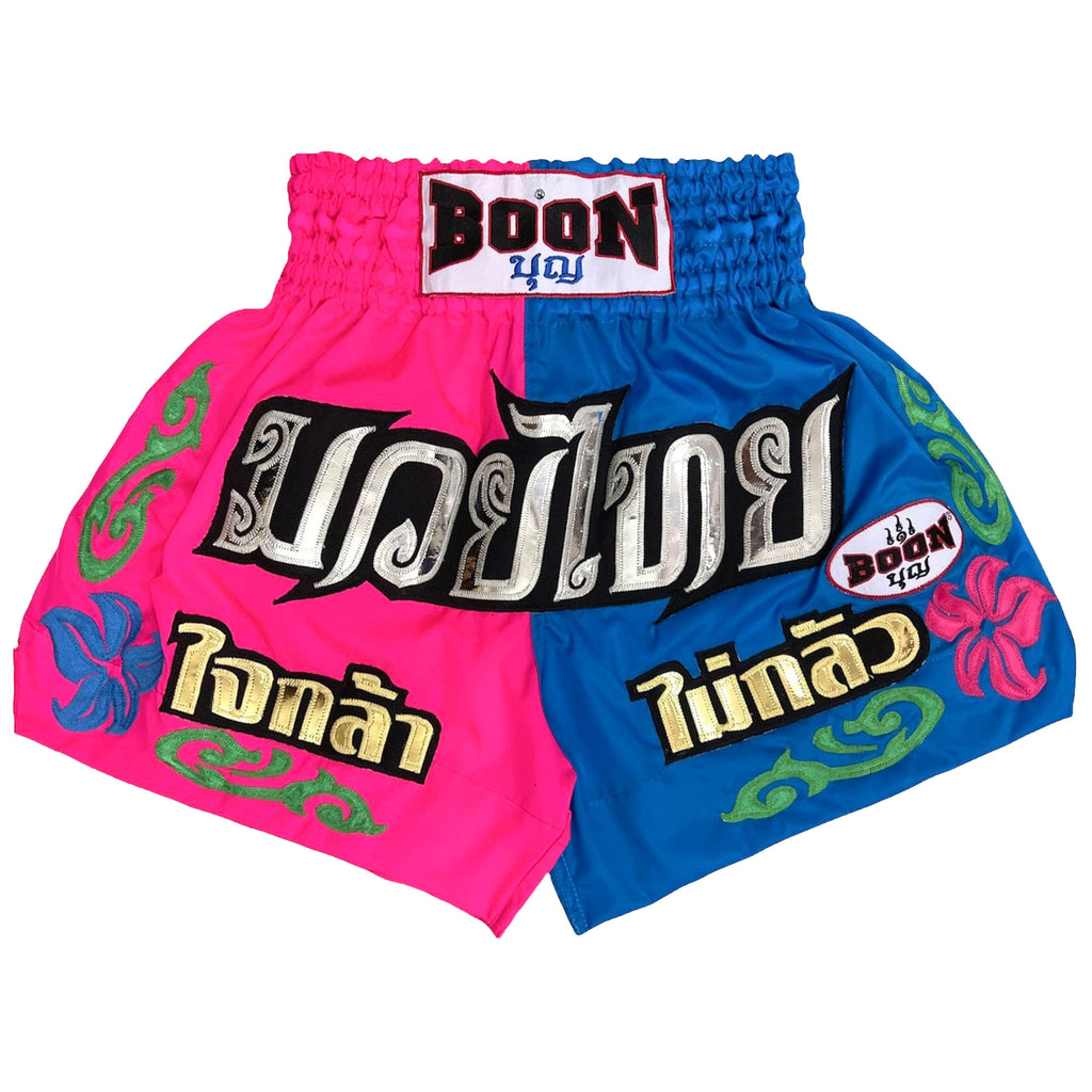 MN41 Muay Thai Shorts PINK-BLUE (nylon)