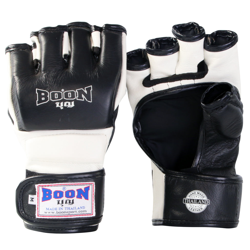 MMABK MMA Gloves Black and White - BOON Sport