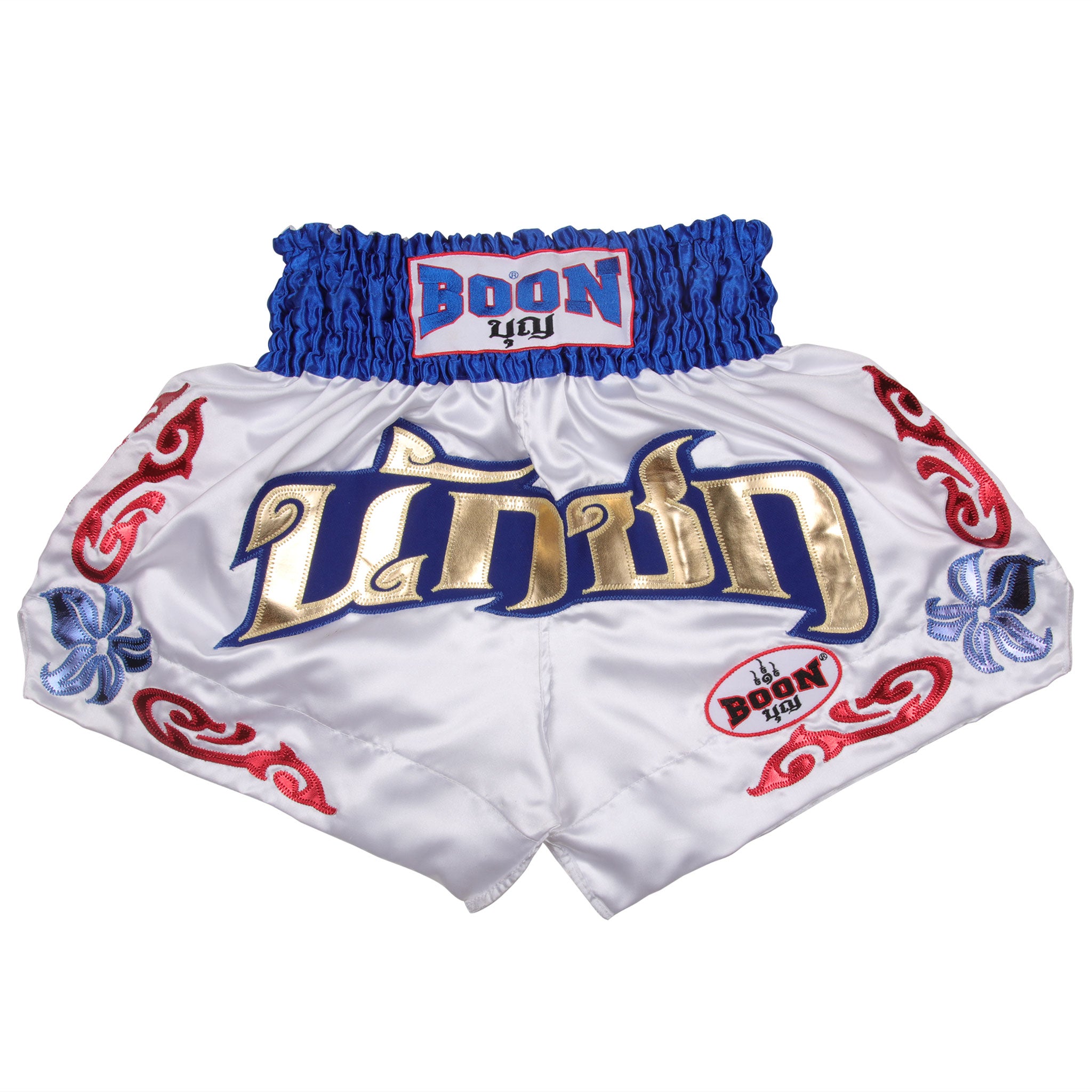 MT40 Muay Thai Shorts WHITE-BLUE – BOON Sport