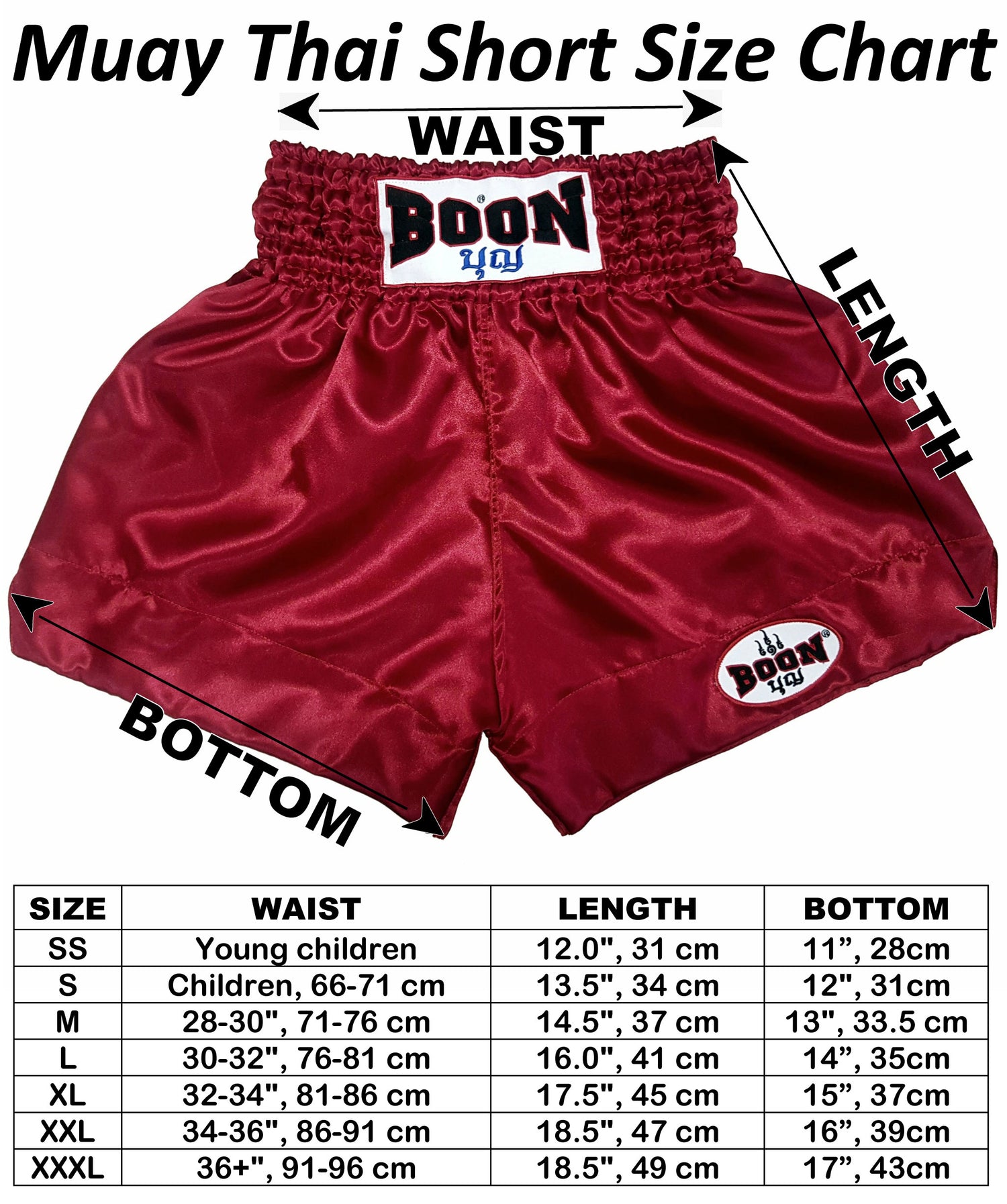MT14 Muay Thai Shorts RED & WHITE WARRIOR